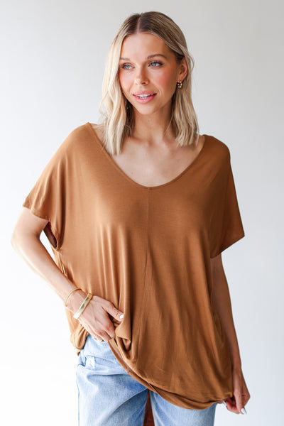 camel Everyday Oversized Tee front view