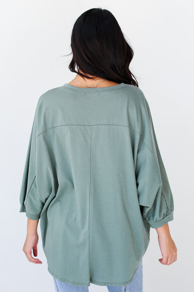 olive Oversized Tee back view