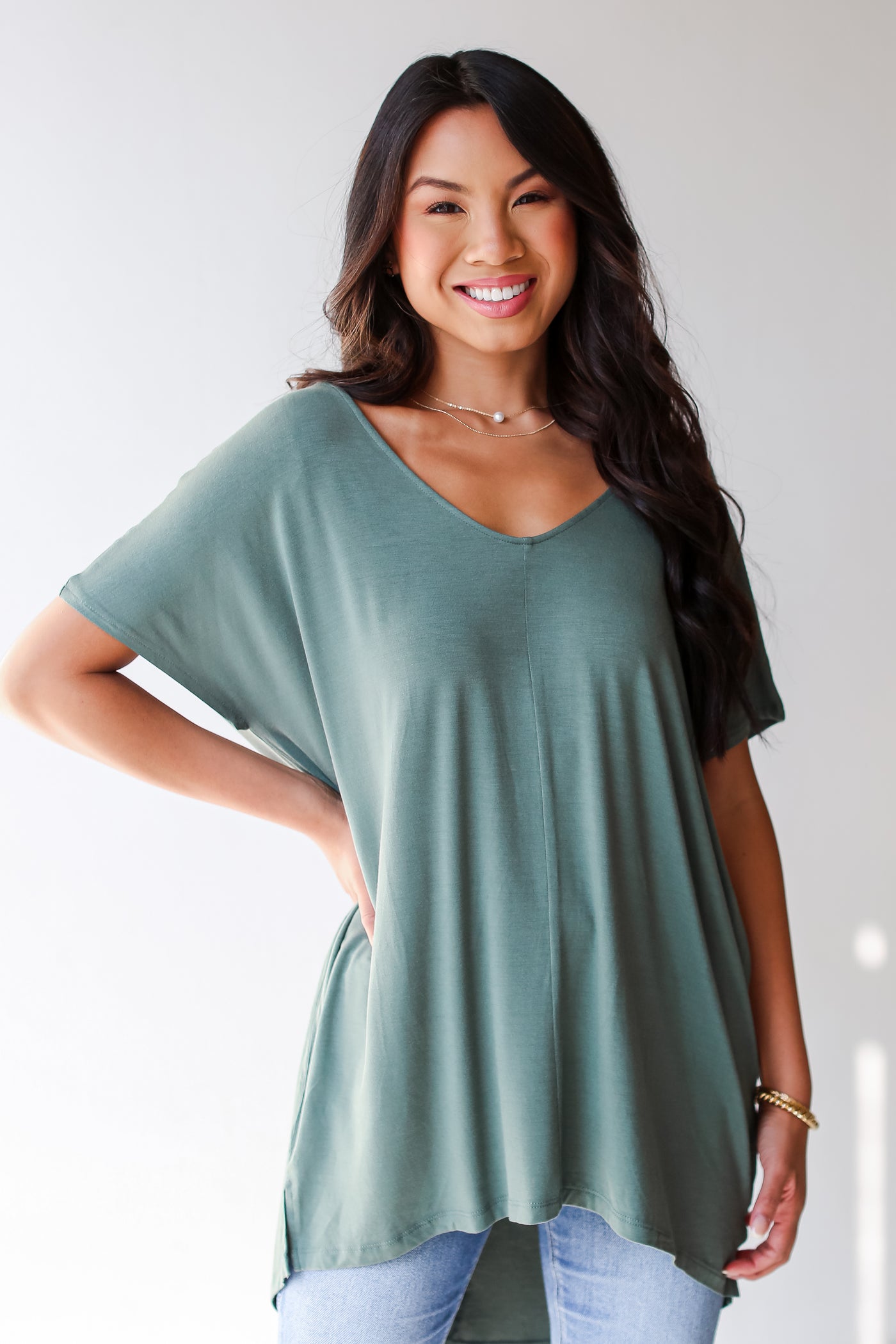 sage Everyday Oversized Tee front view