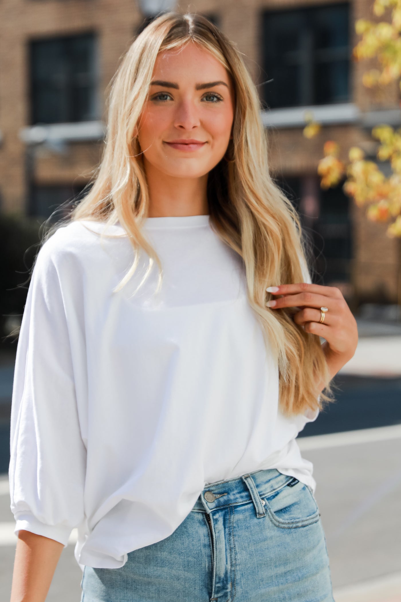 white Oversized Tee, boutique top, 