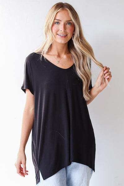 black Everyday Oversized Tee front view