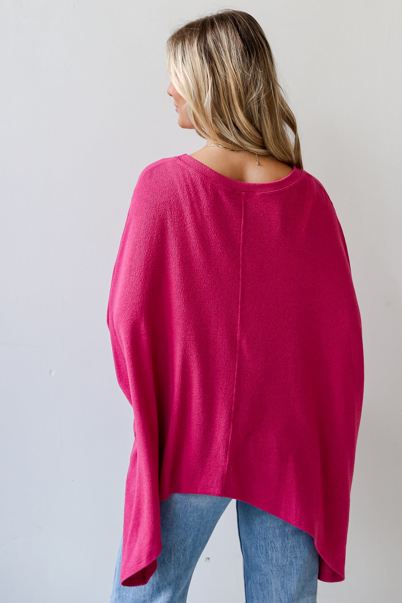 pink Lightweight Knit Oversized Top back view