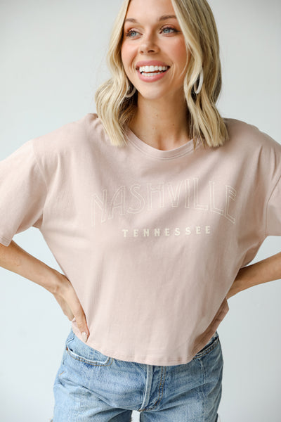 taupe Nashville Tennessee Cropped Graphic Tee