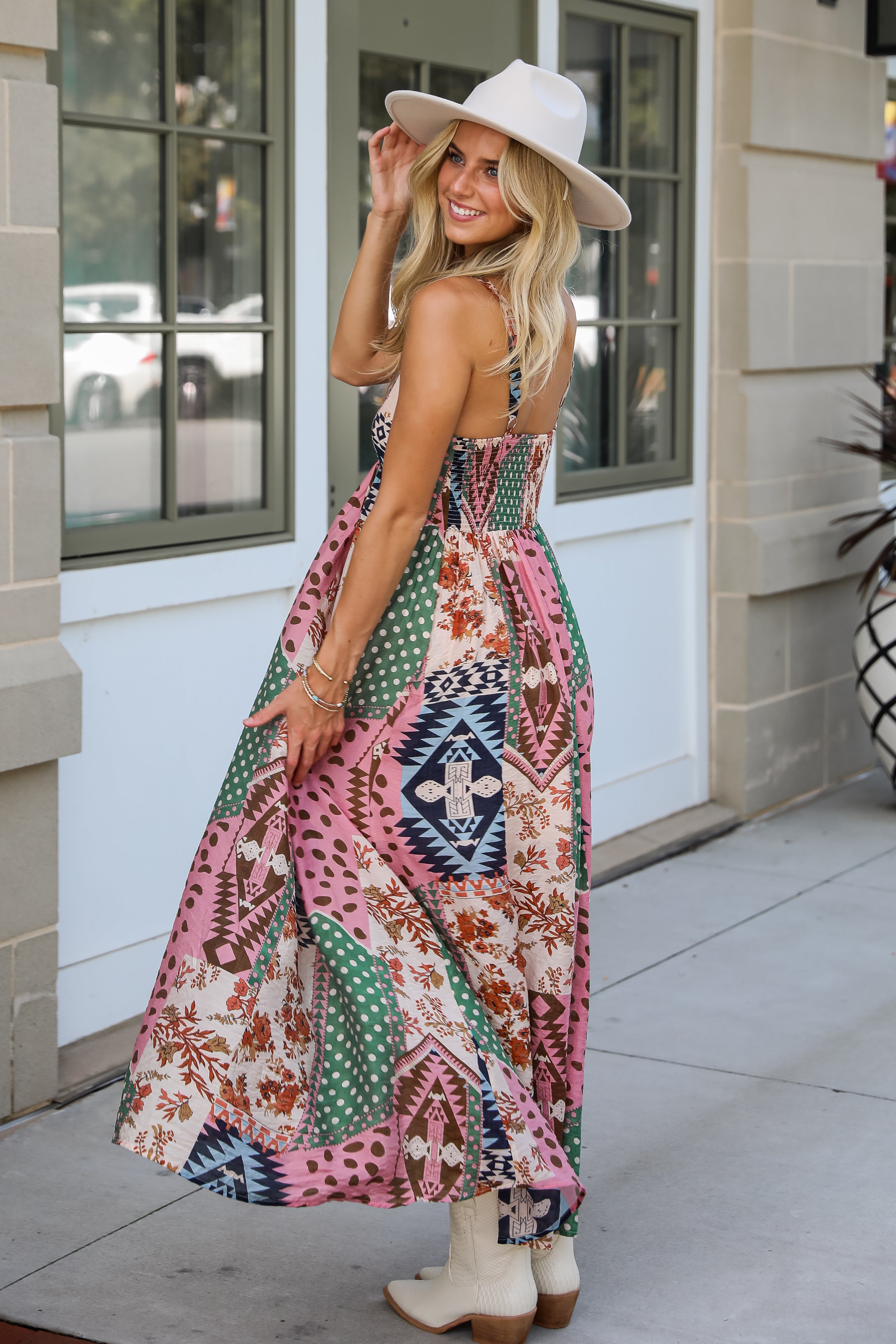 Unbelievably Divine Cream Patchwork Maxi Dress