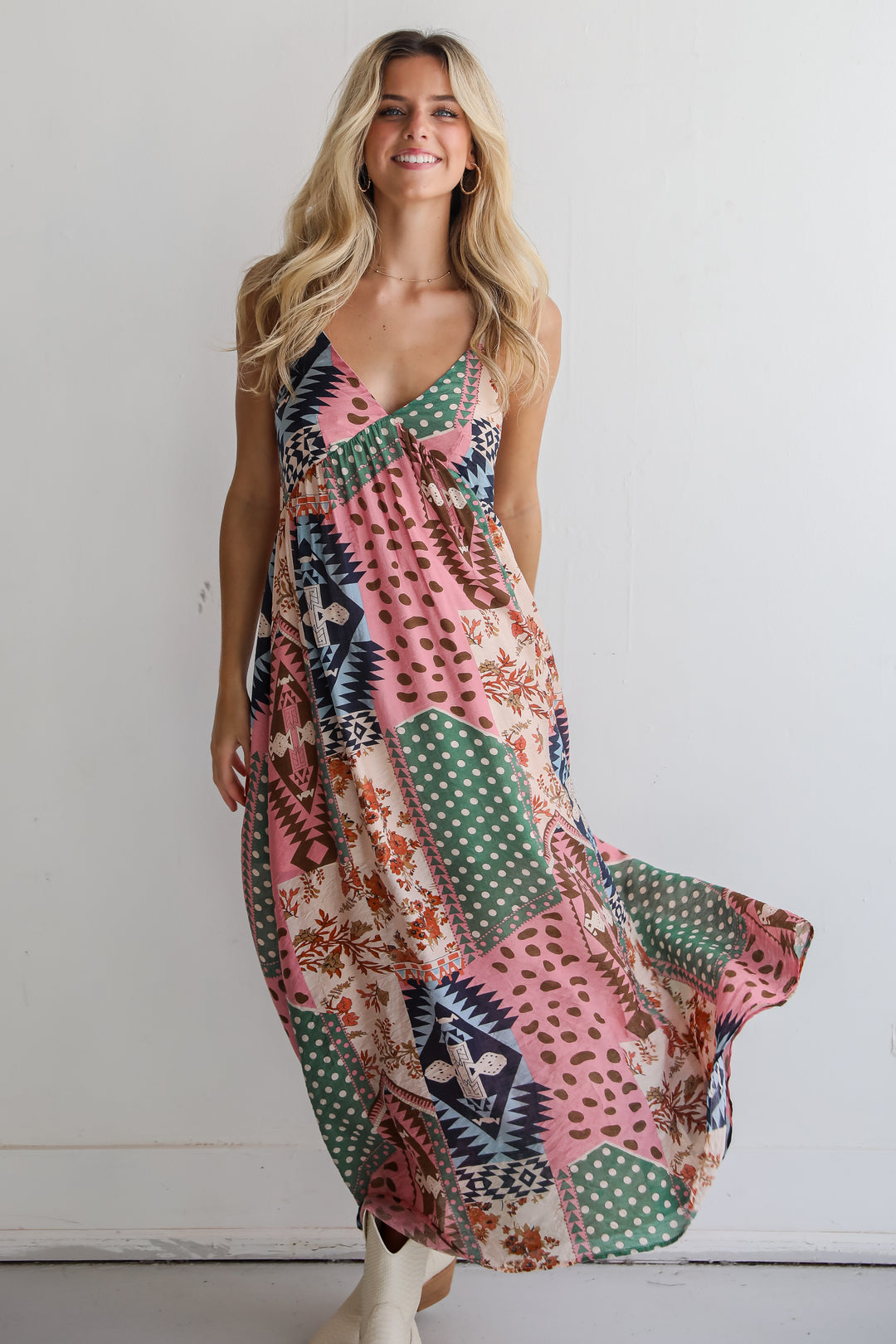 Unbelievably Divine Cream Patchwork Maxi Dress