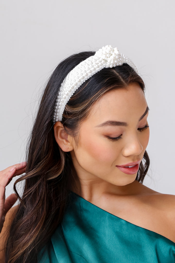 white pearl headband