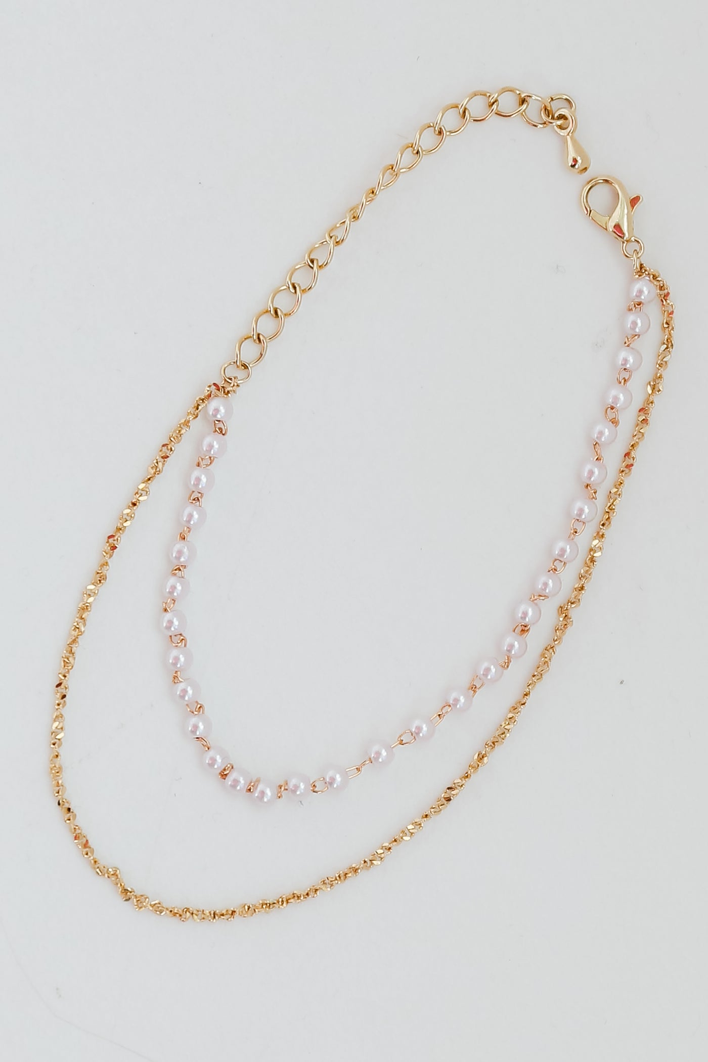 Gold Pearl Layered Chain Bracelet