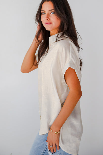 Dazzling Skill Ivory Metallic Blouse