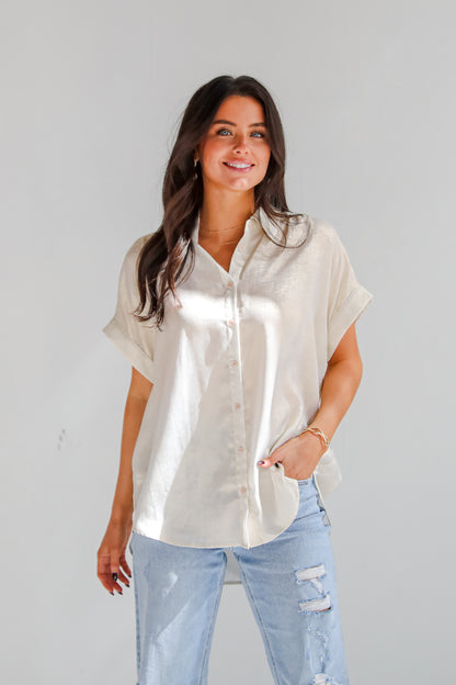 Dazzling Skill Ivory Metallic Blouse