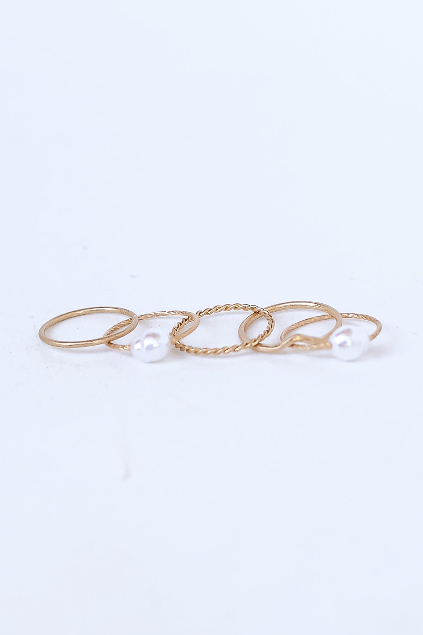 Gold Pearl Ring Set
