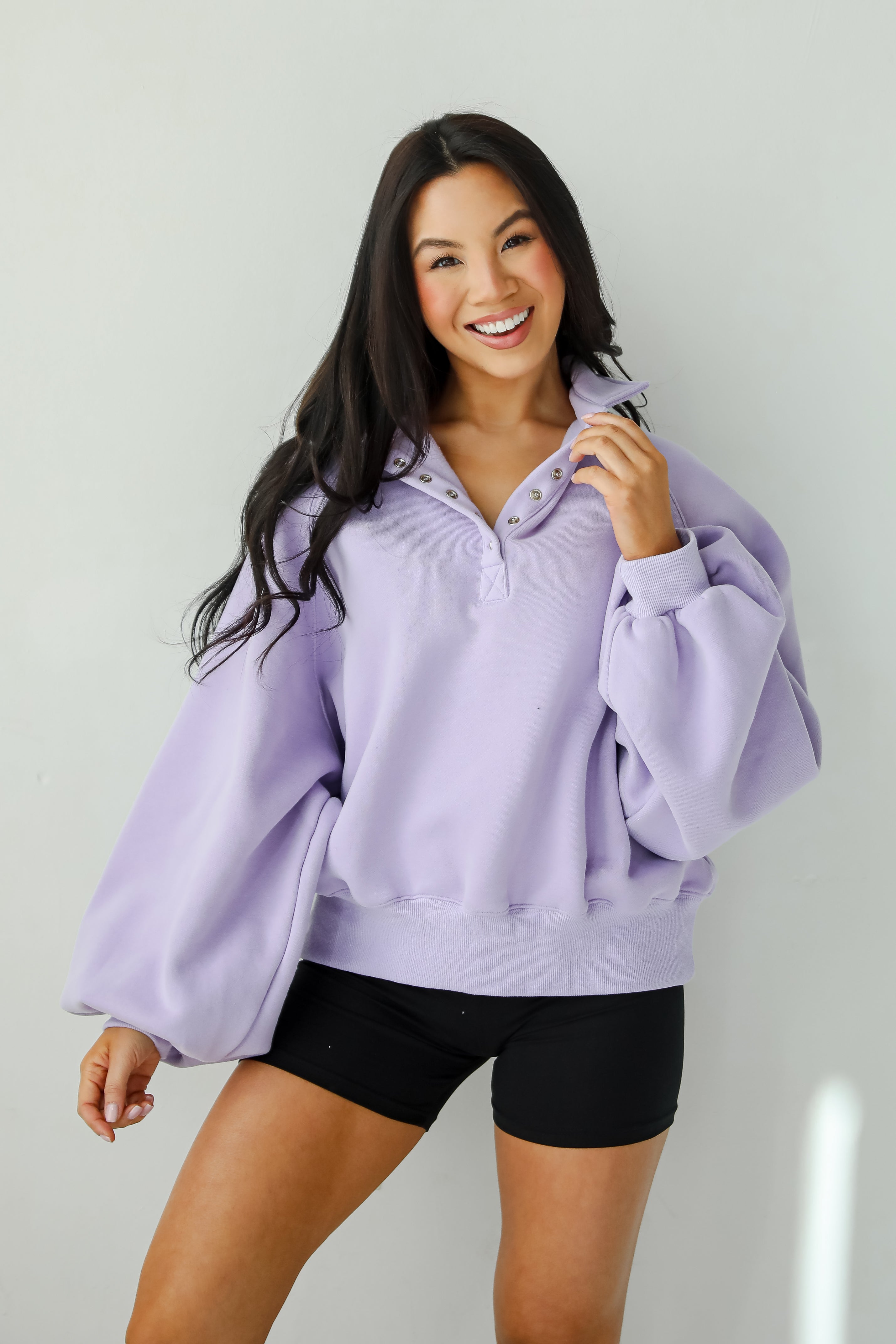 Ideally Cozy Periwinkle Fleece Pullover