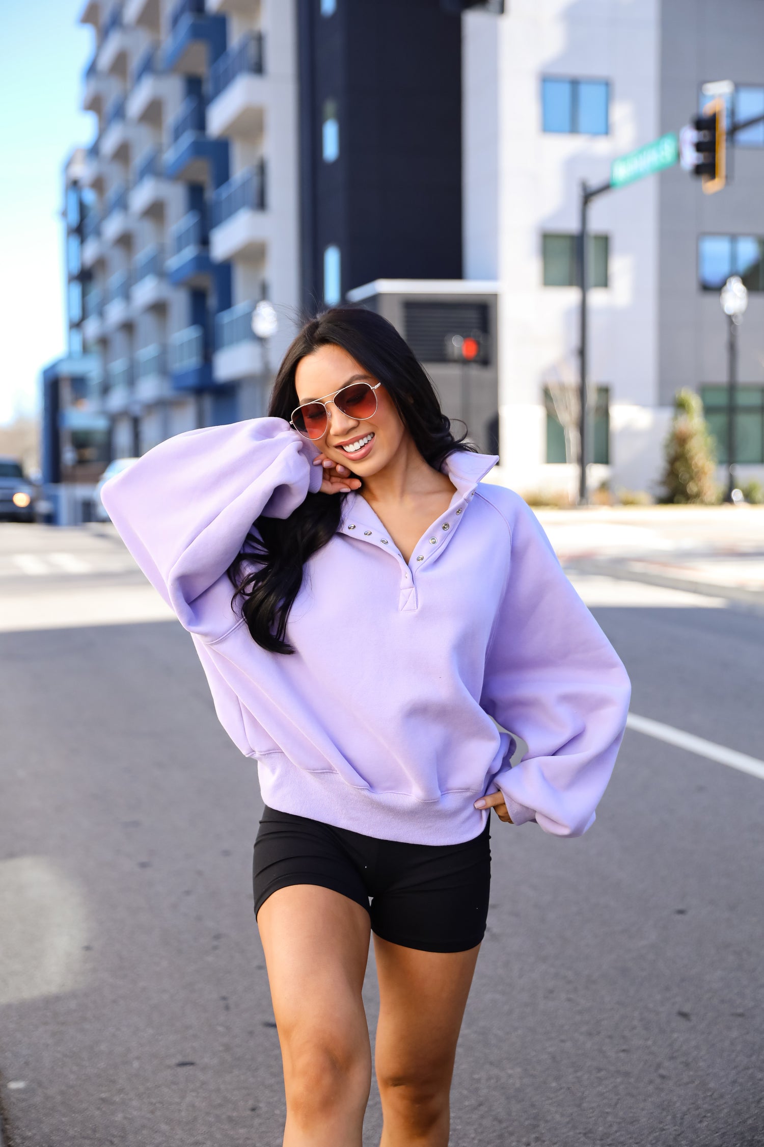 Ideally Cozy Periwinkle Fleece Pullover