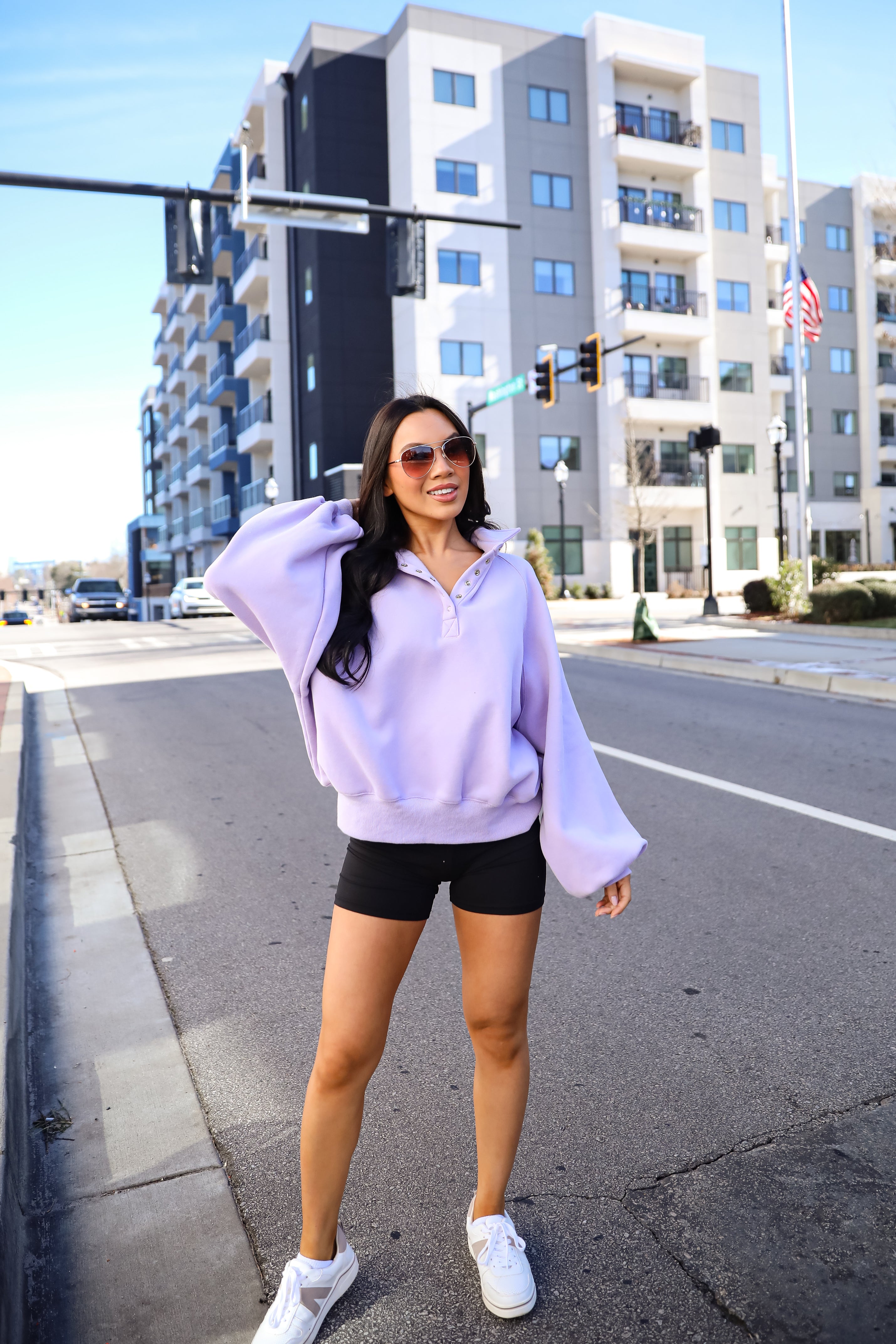 Ideally Cozy Periwinkle Fleece Pullover