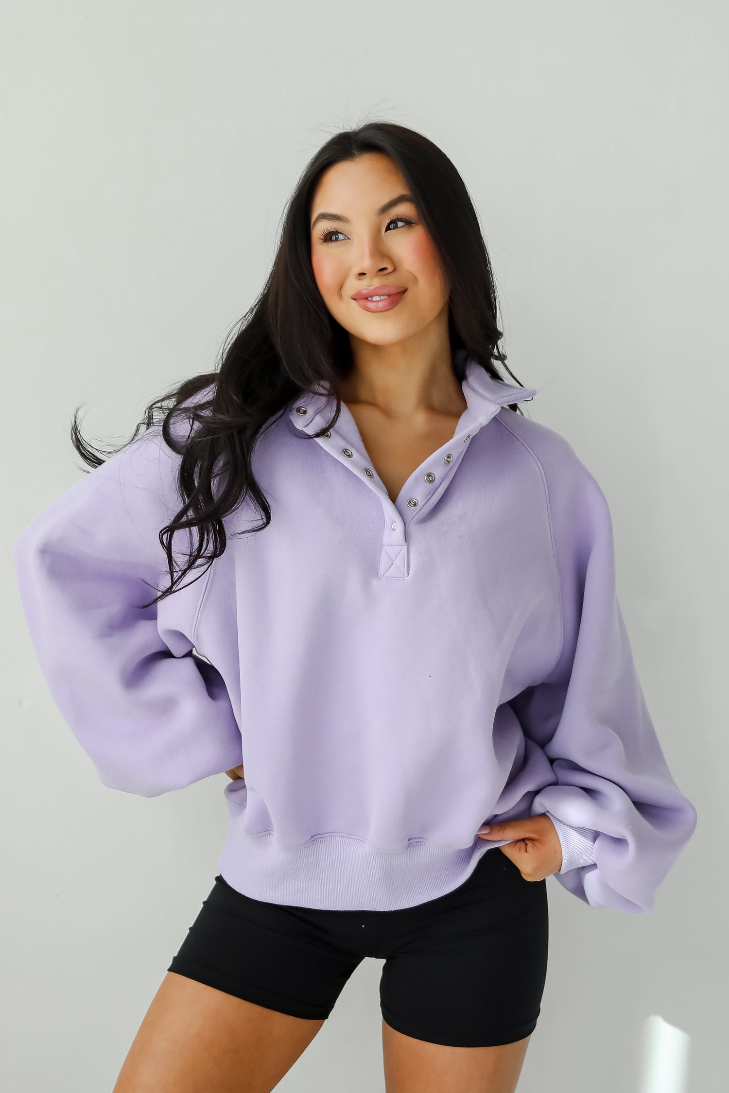 Ideally Cozy Periwinkle Fleece Pullover