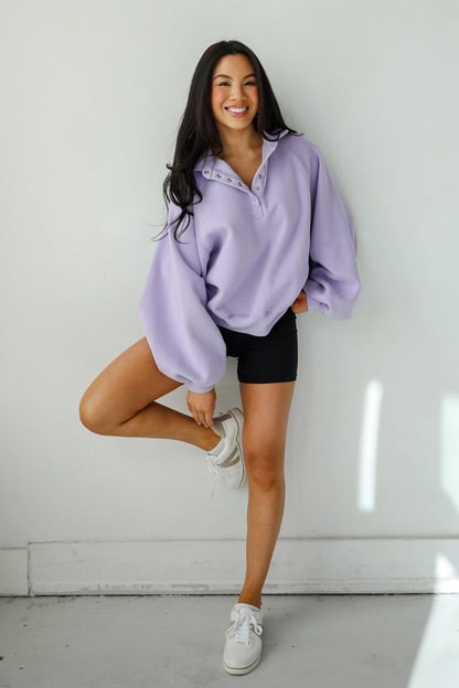 Ideally Cozy Periwinkle Fleece Pullover