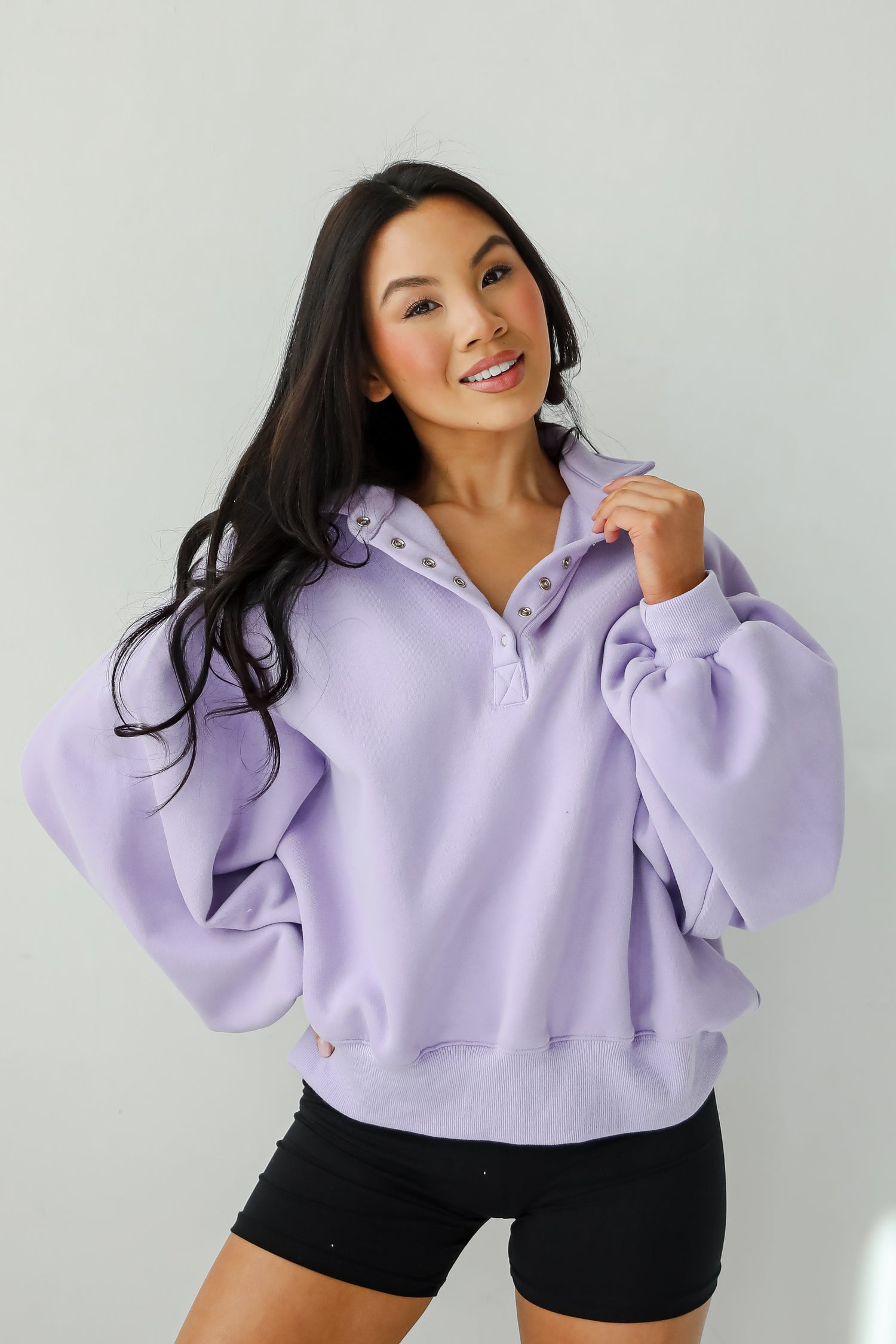 Ideally Cozy Periwinkle Fleece Pullover