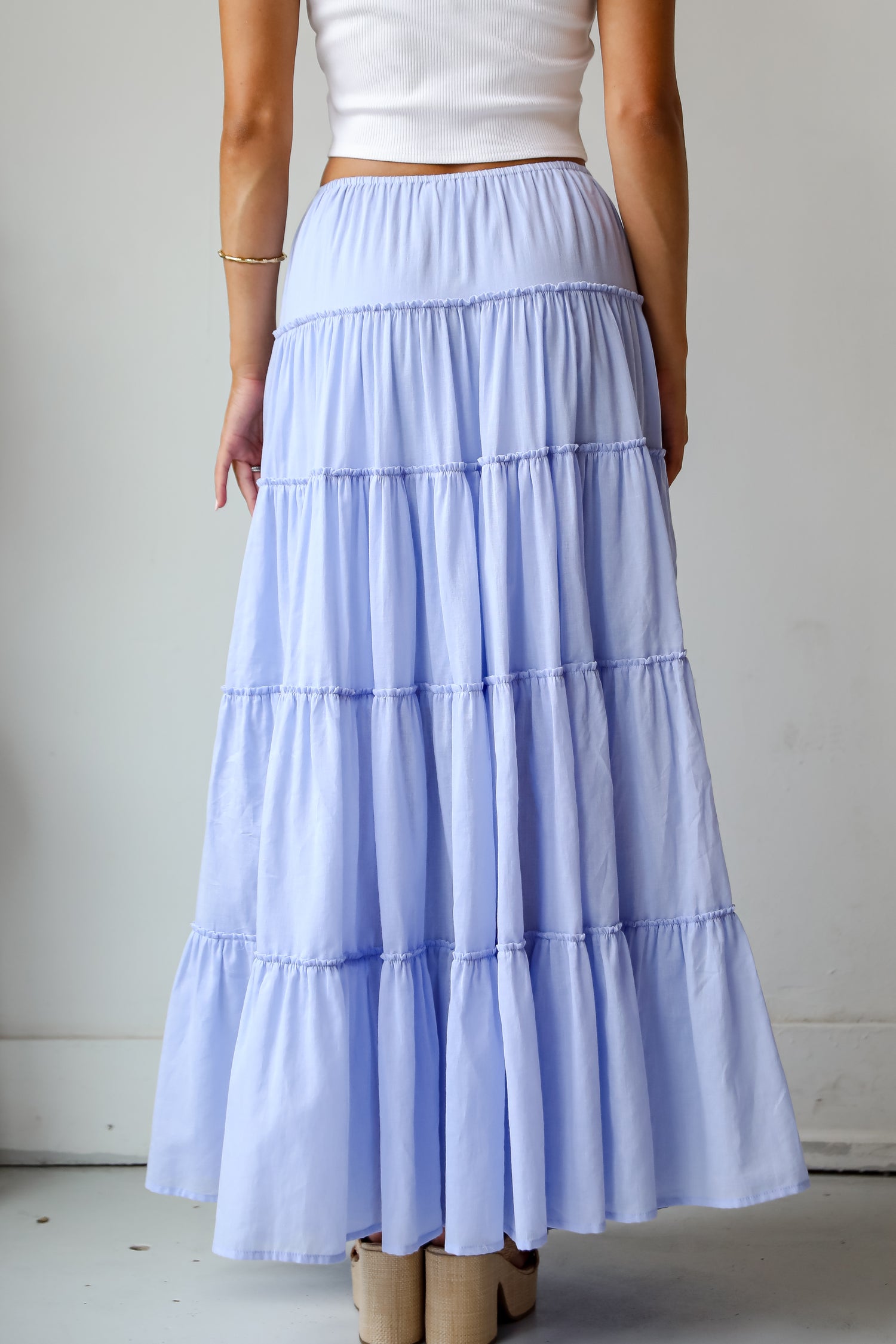 Adorable Lifestyle Periwinkle Tiered Maxi Skirt