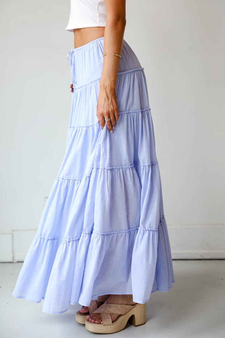 Adorable Lifestyle Periwinkle Tiered Maxi Skirt