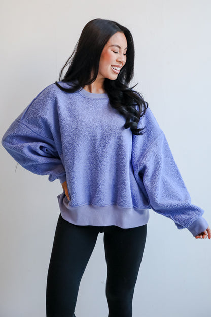 Cutest Consideration Periwinkle Sherpa Pullover