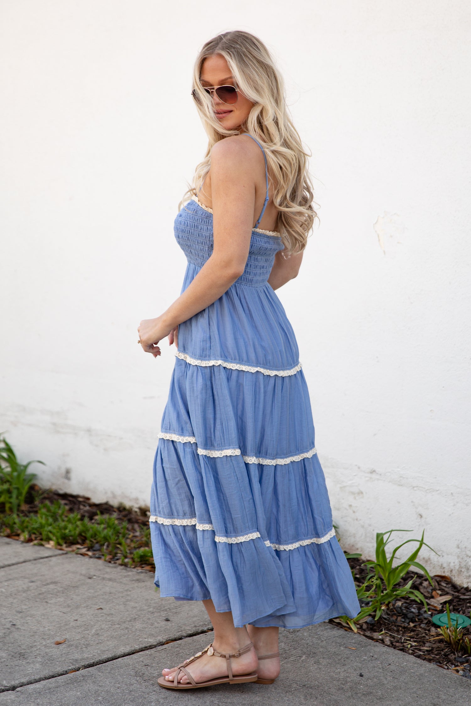 princess polly baby blue dress B the Label Blue Tiger Set, V waist Mini Skirt and main image 1