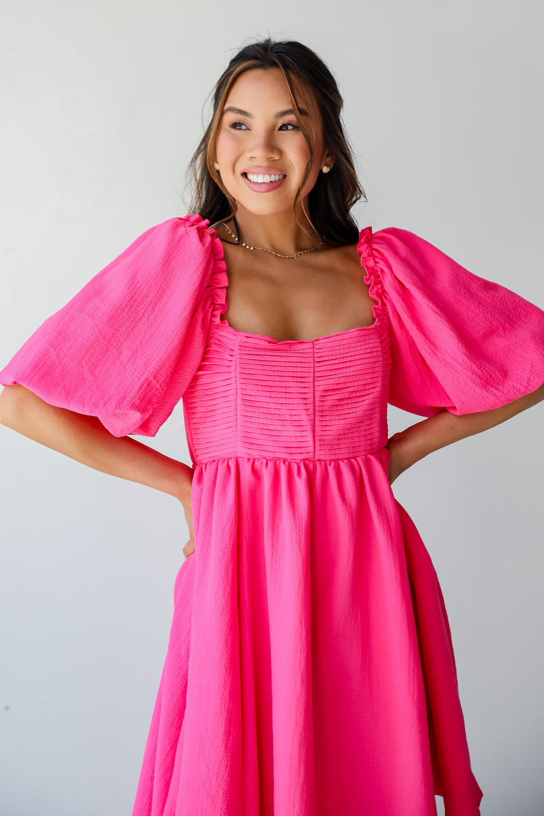 flowy Pink Babydoll Mini Dress
