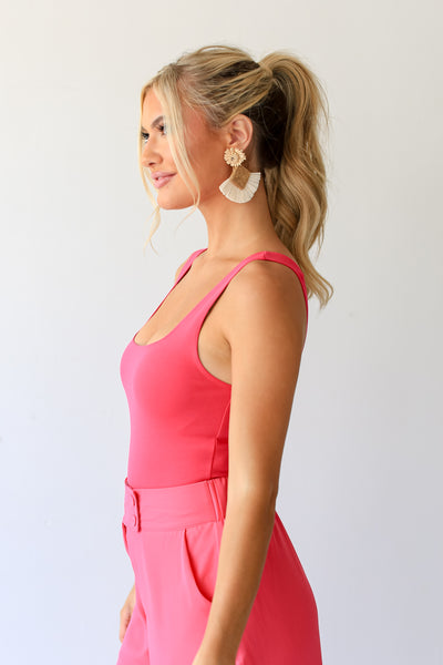 pink Square Neck Bodysuit side view