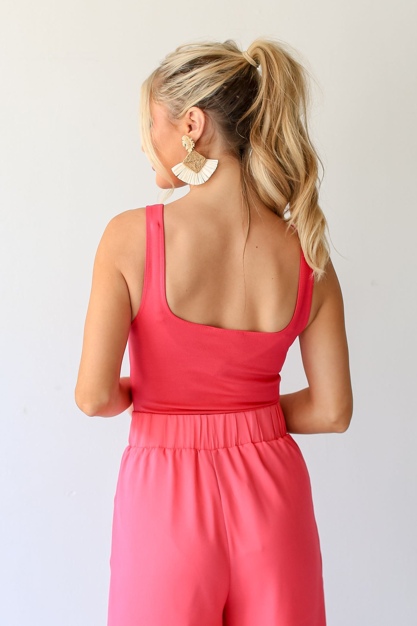 pink Square Neck Bodysuit back view