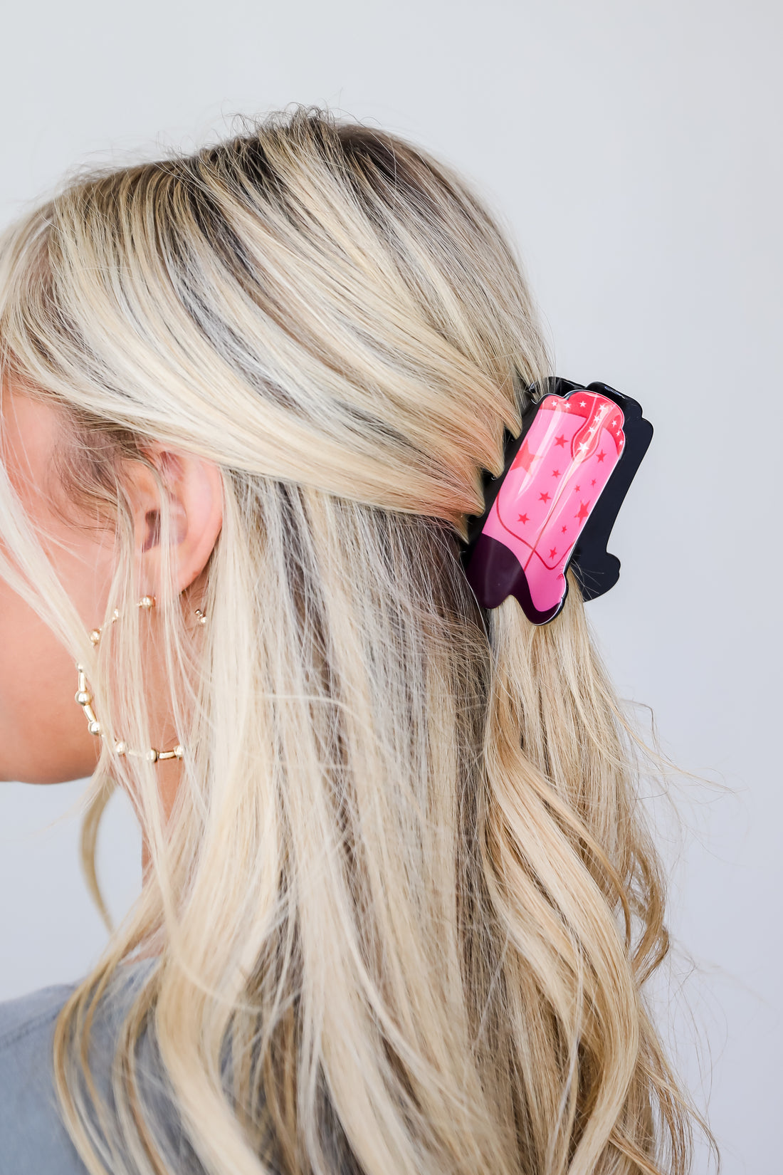 Pink Cowboy Boot Claw Hair Clip