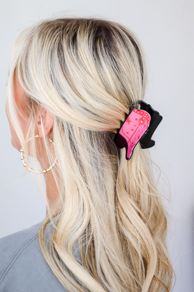 Pink Cowboy Boot Claw Hair Clip for  women