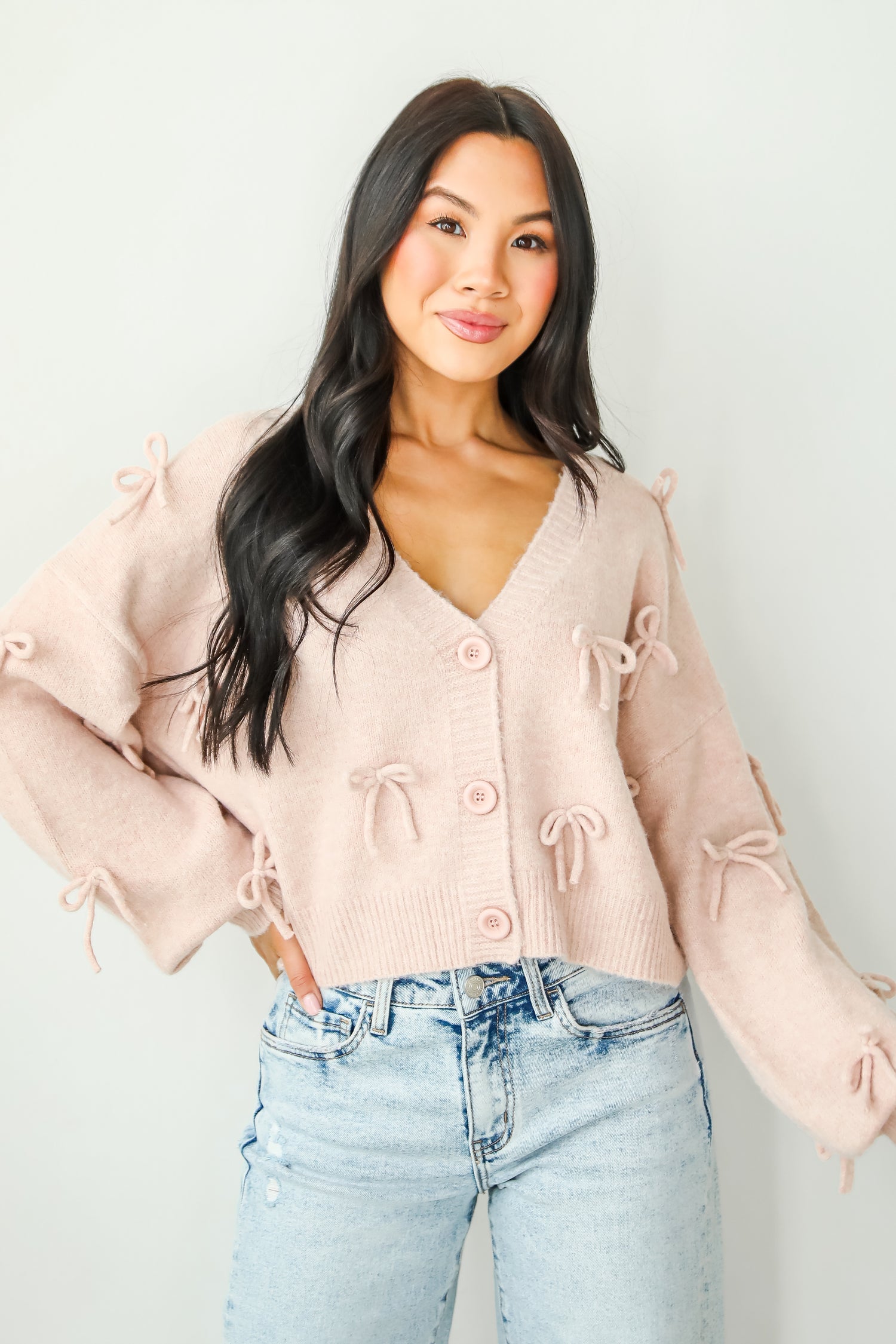 Darling Coziness Bow Sweater Cardigan