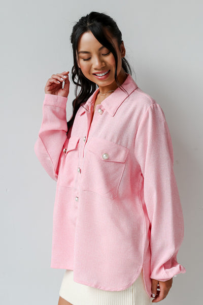 cute pink button up blouse