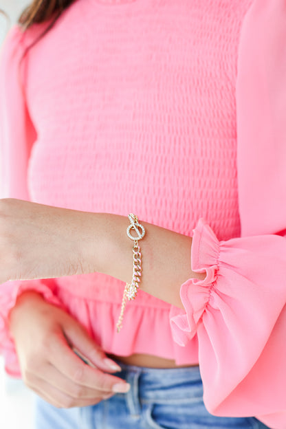 Gold Chain Bracelet on model