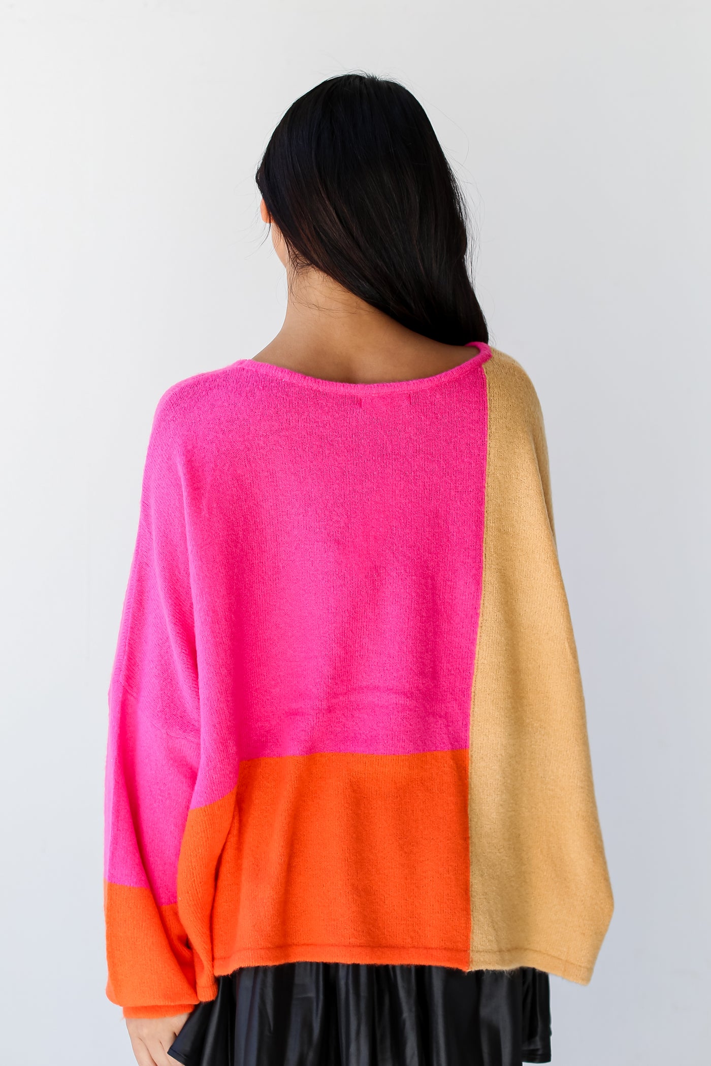 Pink Color Block Sweater for women