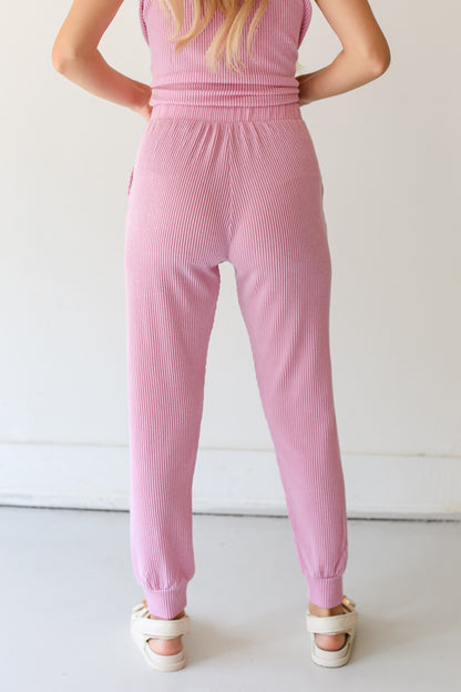 pink Corded Joggers back view