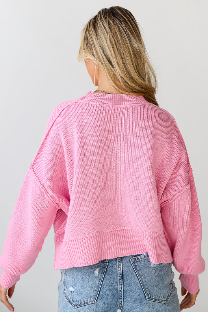 Pink Cropped Sweater back view