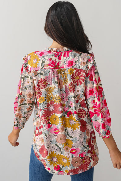 Pink Floral Blouse back view
