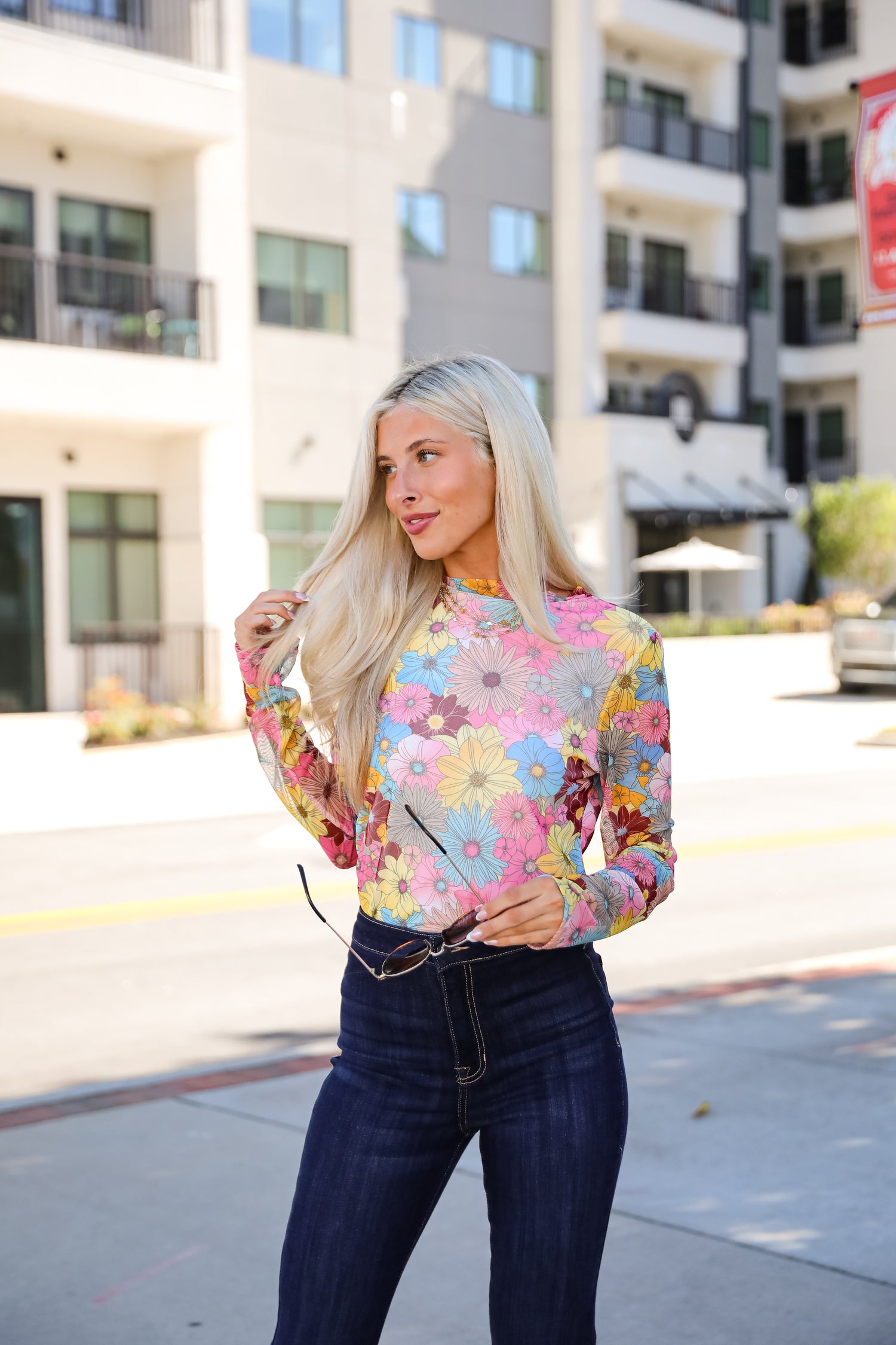 Notoriously Fabulous Pink Floral Mesh Top