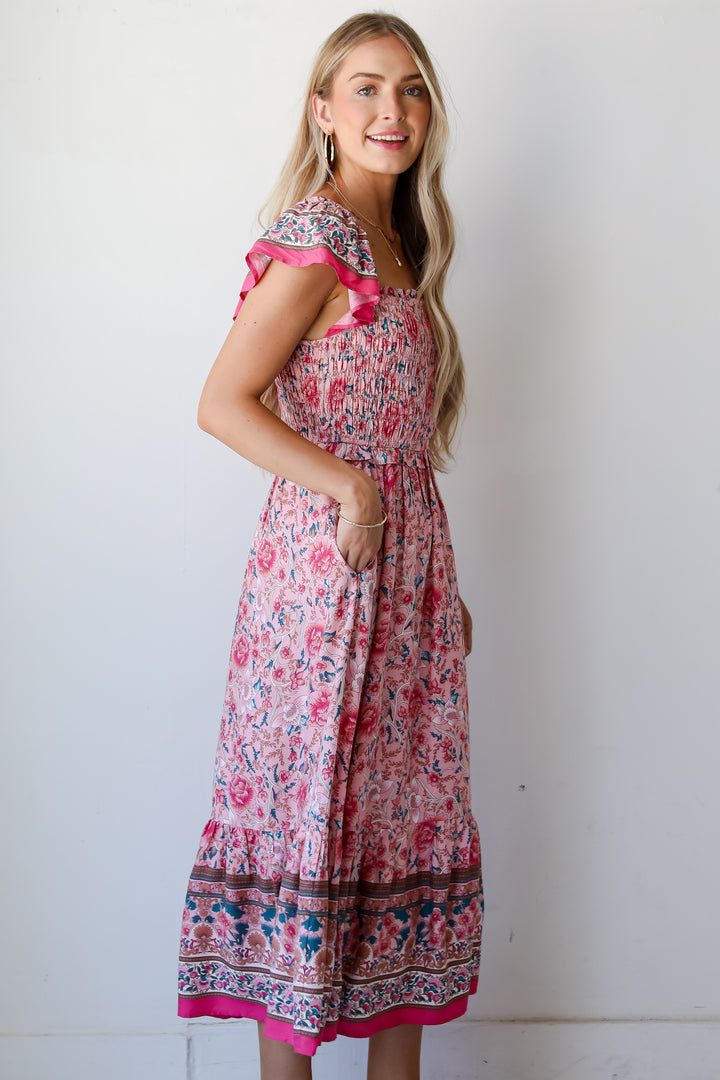 Darling Behavior Blush Floral Maxi Dress