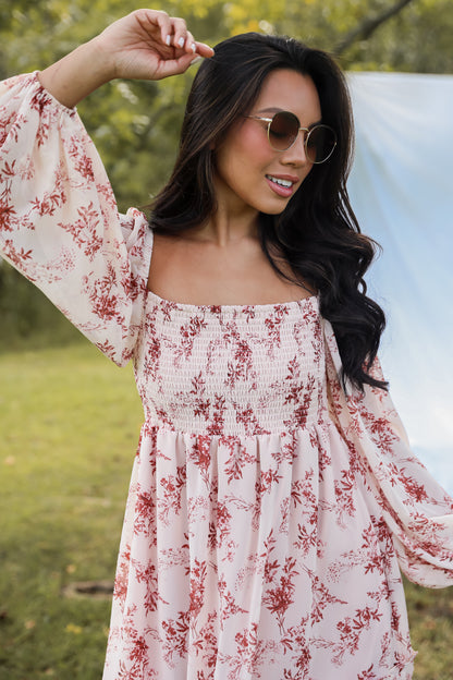 Authentic Glamour Blush Floral Mini Dress