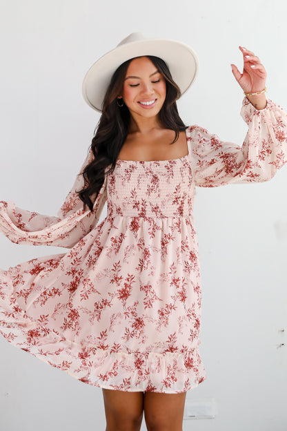 Authentic Glamour Blush Floral Mini Dress