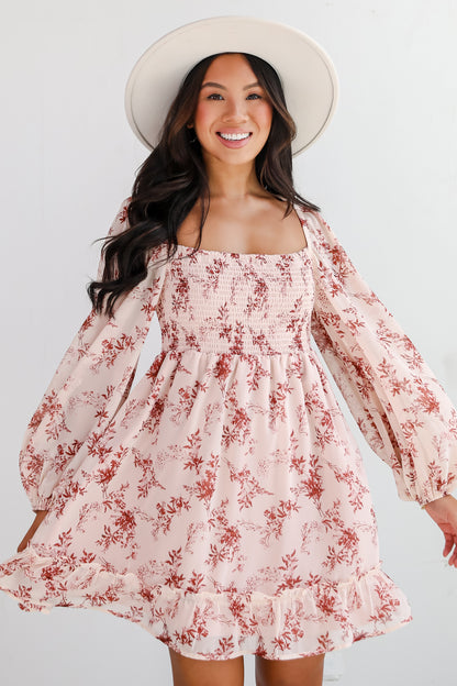 Authentic Glamour Blush Floral Mini Dress