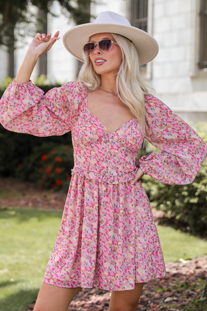 Posh Option Blush Floral Mini Dress