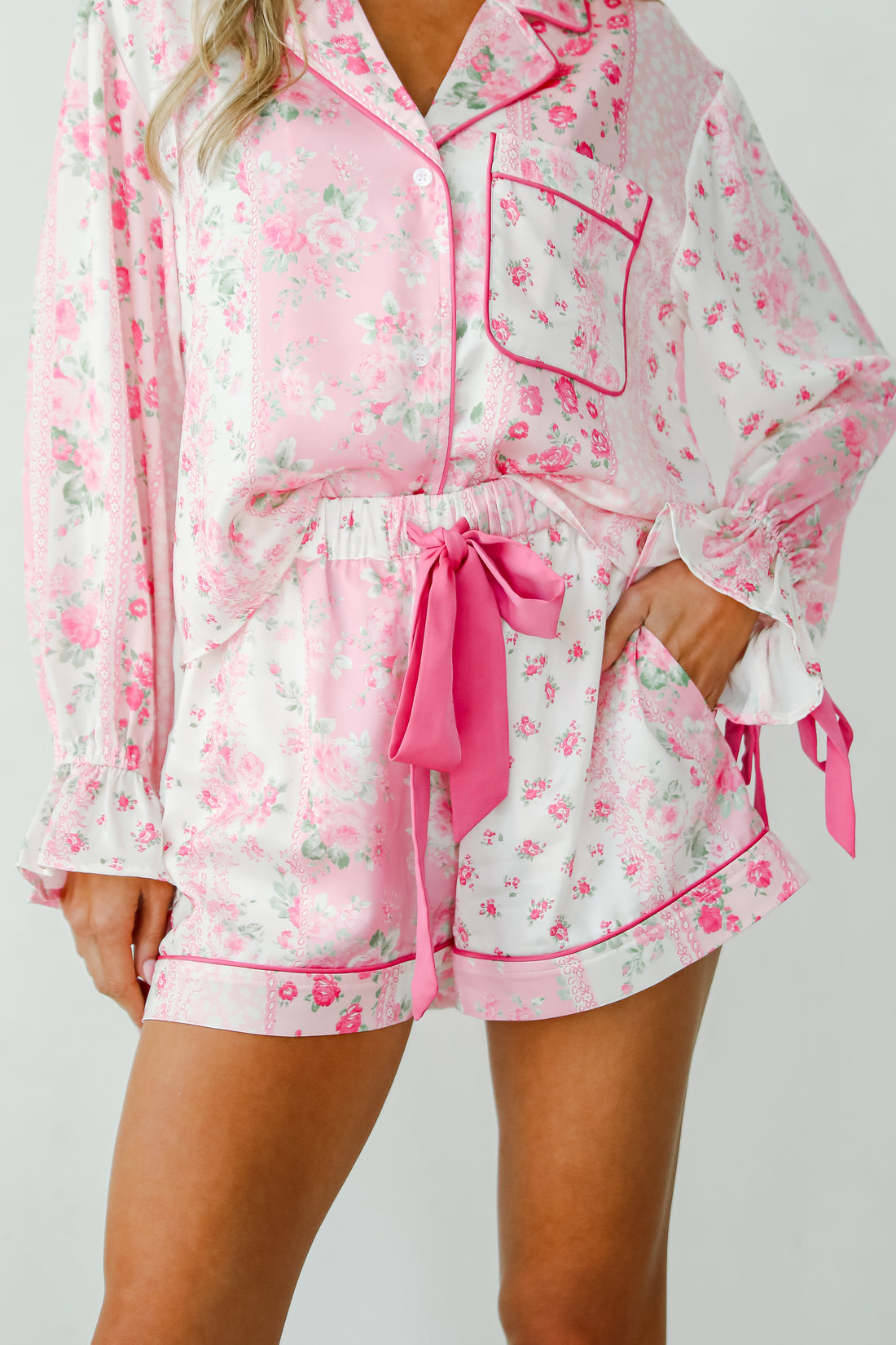 Sweet Dreams Pink Floral Pajama Shorts