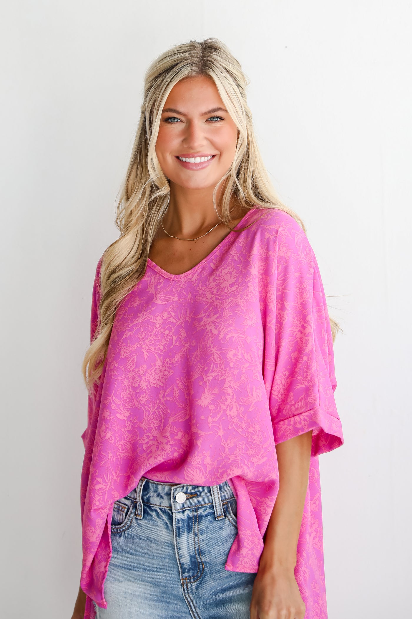 womens Pink Floral Blouse