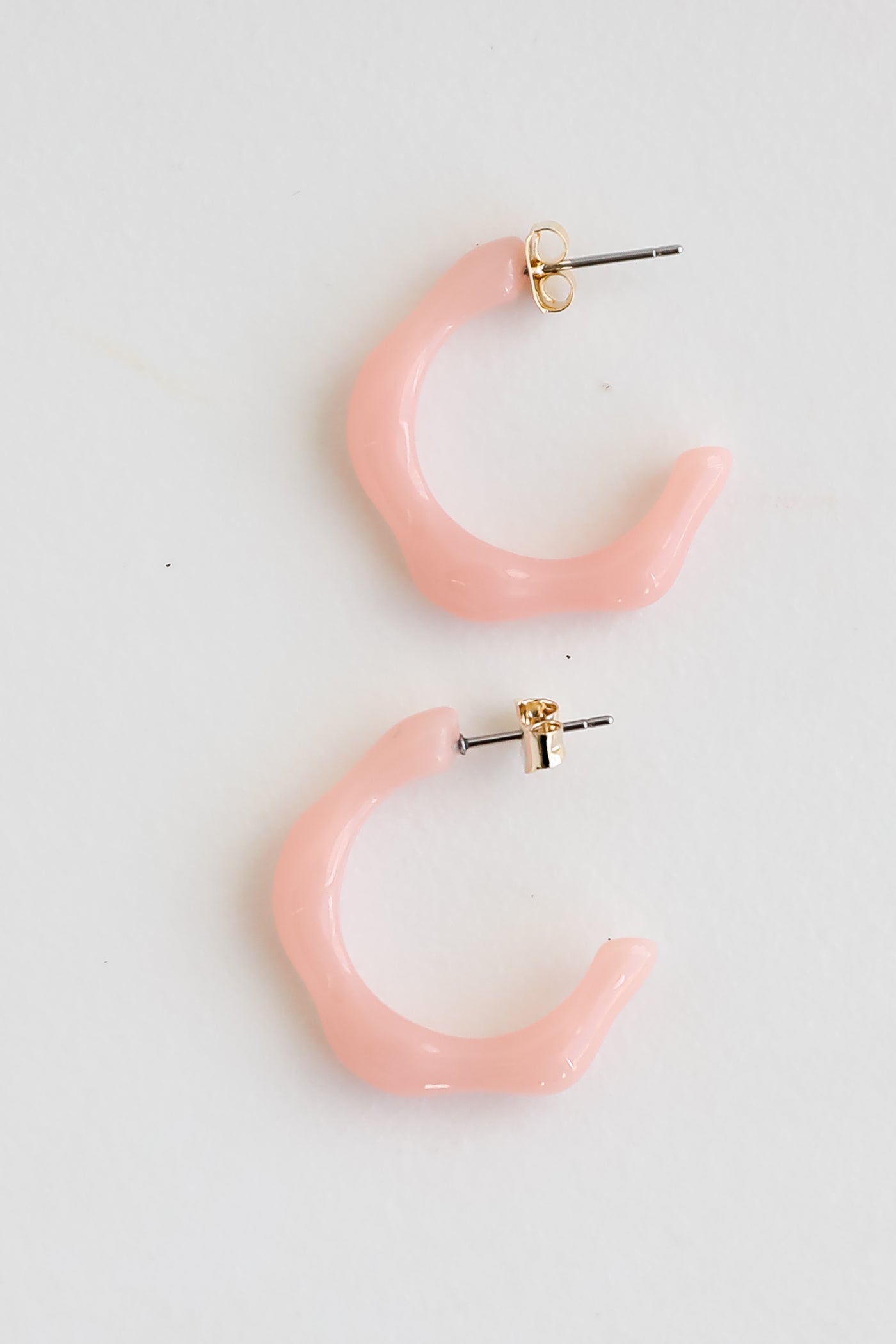 pink Acrylic Wavy Hoop Earrings