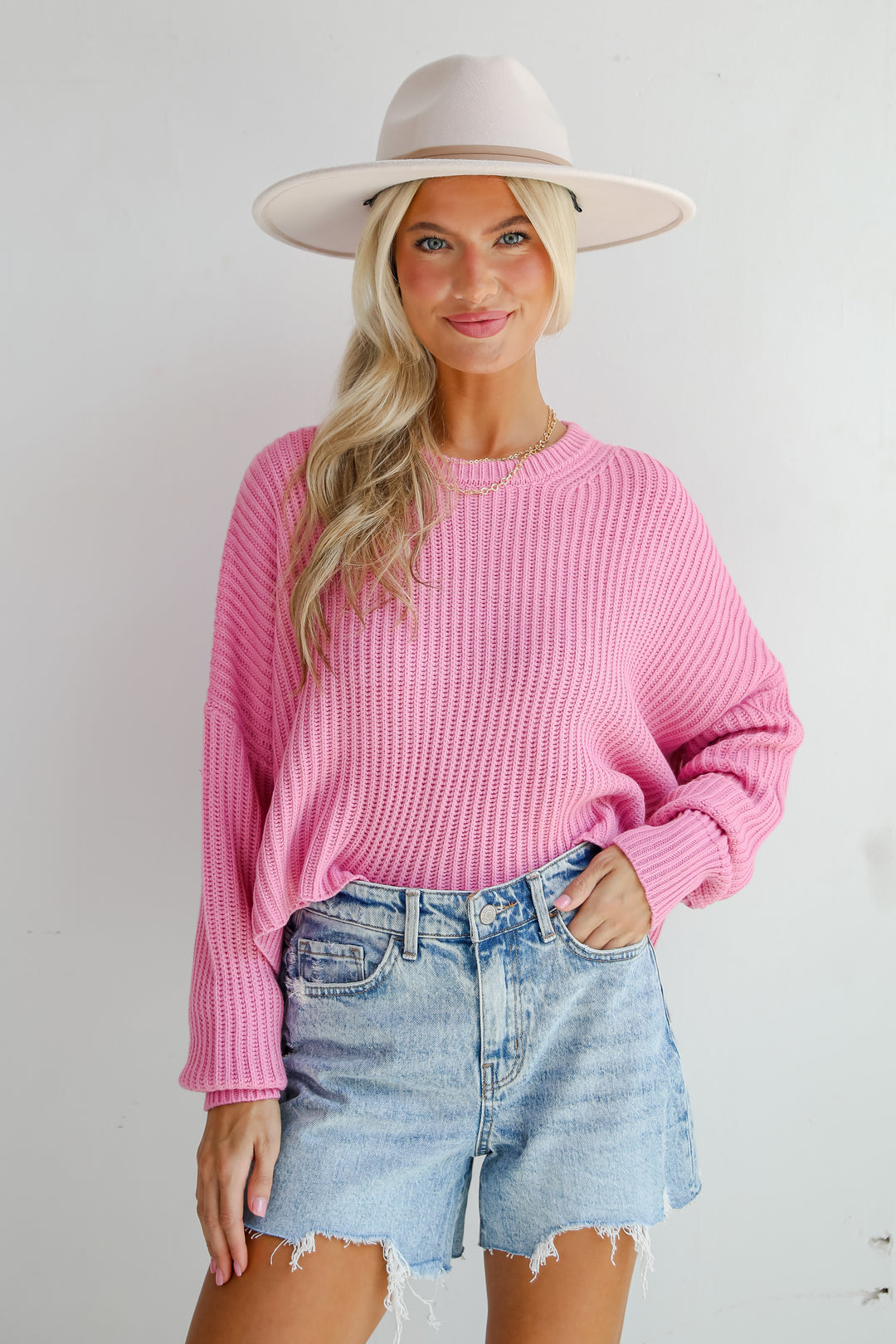 Demure Sweetheart Pink Sweater