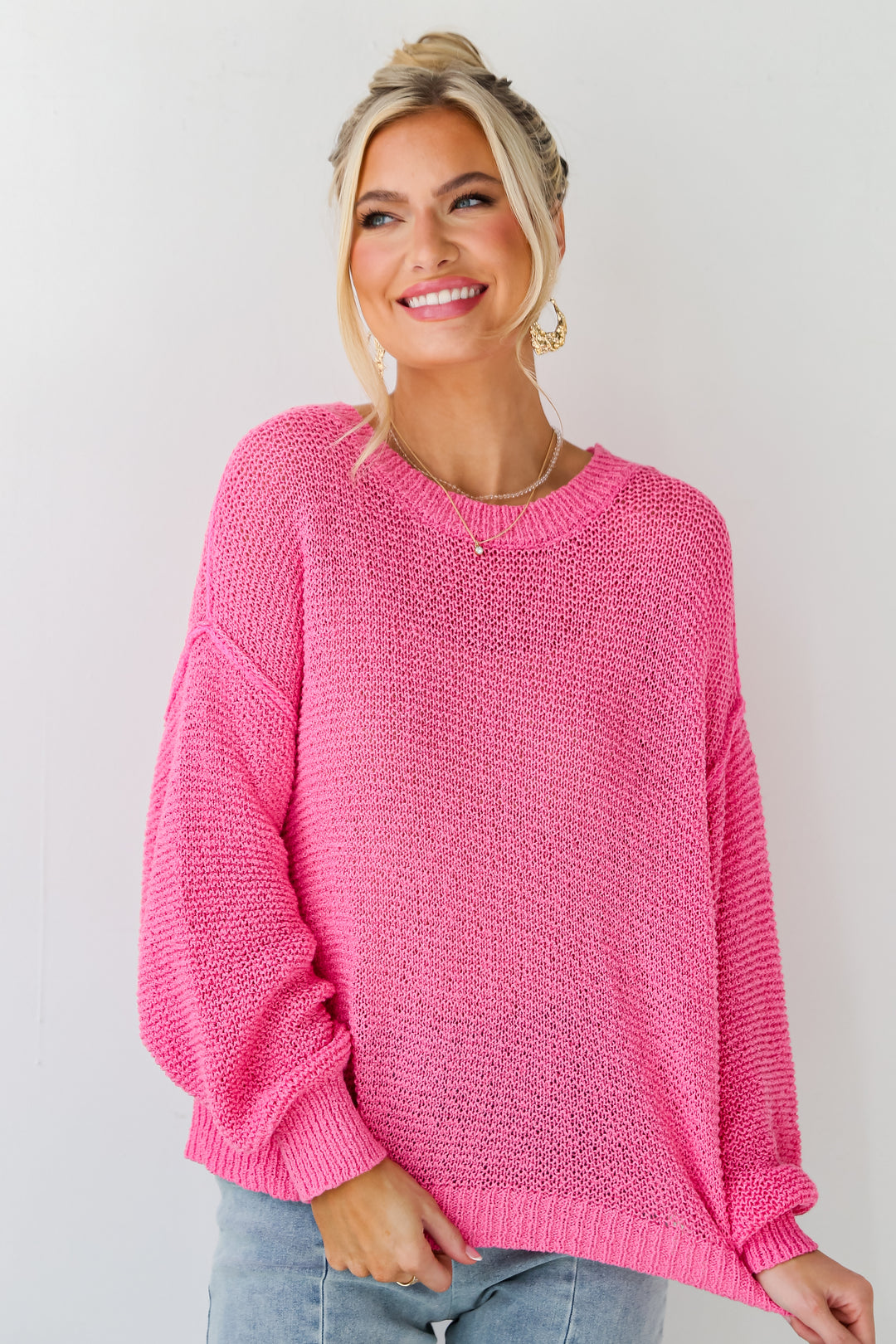 oversized pink sweater