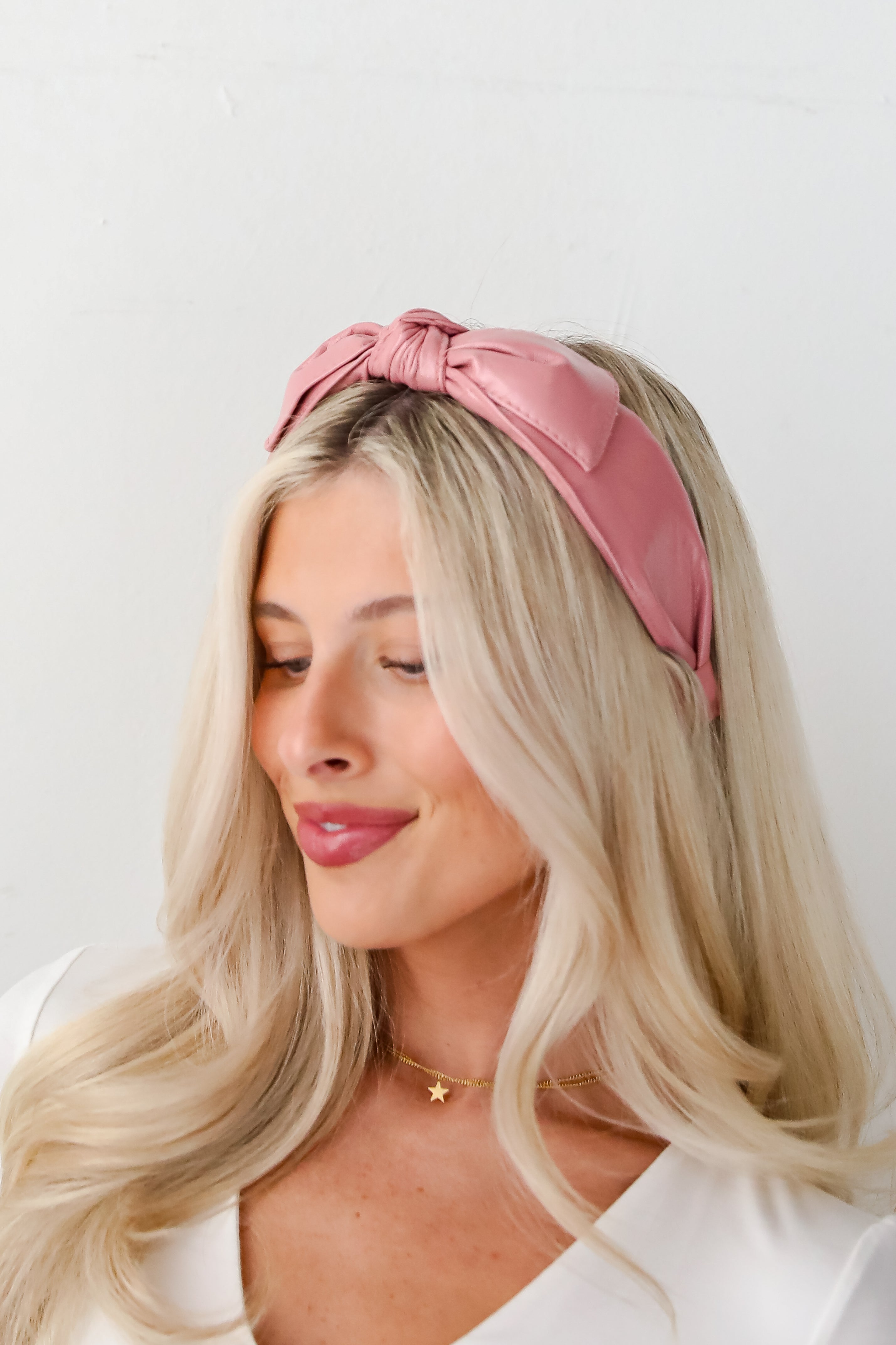 Poised Finish Leather Bow Headband