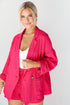 pink Linen Blazer on dress up model