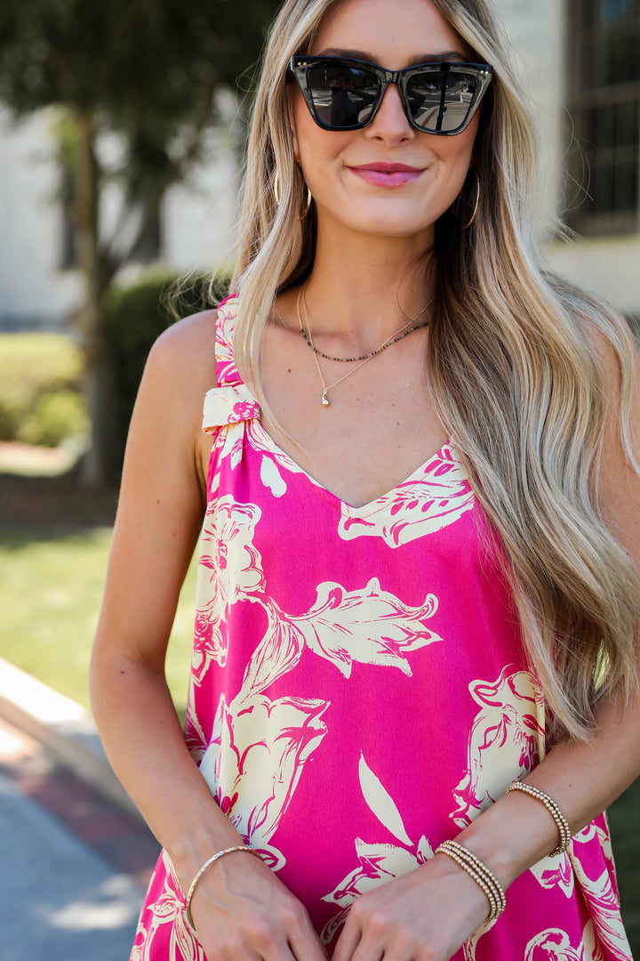 Charming Suggestion Fuchsia Floral Maxi Dress